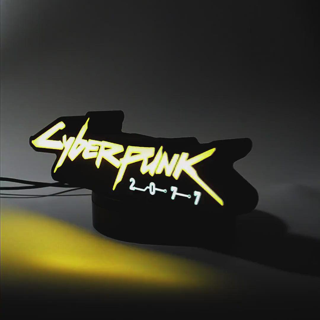 Lampe LED Cyberpunk 2077. Décoration lumineuse pour la maison, chambre, salle de jeux, bureau, setup gaming, chambre d'enfant. Couleurs jaune et bleu. Connection Usb C - Chroma Craft - Lampe LED - Lampe LED Cyberpunk 2077 - Chroma Craft - Lampe LED